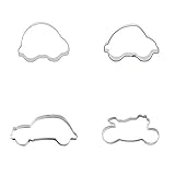 Ausstechformen-Set aus Metall, Motiv: Motorrad, Autobike, Oldtimer, Mini-Auto, Kekse, Gebäck, Fondant, Lebkuchenform, 4 Stück