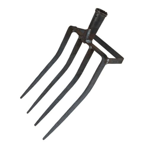 Jzoowar Horquilla de Jardinería, Herramienta de Jardinería de Horquilla Grande de Metal con 4 Garras de Jardinería para Abono, Caballos, Horquilla para Triturar Heno