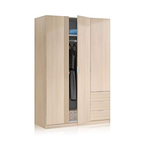 Armario de 3 puertas de diseño robusto modelo Hexa en roble para trajes y vestidos 2