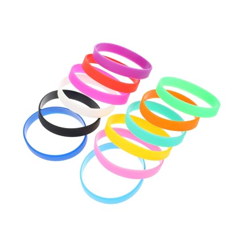 WOONEKY 12Pcs Colorful Silicone Wristbands for Sports and Outdoor Events Durable Bracelets for Music Festivals and Parties Stylish Accessories for All Occasions