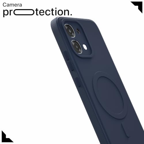 Image of Pikkme Back Cover for Oppo F31 5G / Oppo F33 5G Soft Matte Silicone Mag-Safe Design (Mag-Safe Not Support) Camera Protection | Slim Fit Bumper Cover (Blue)
