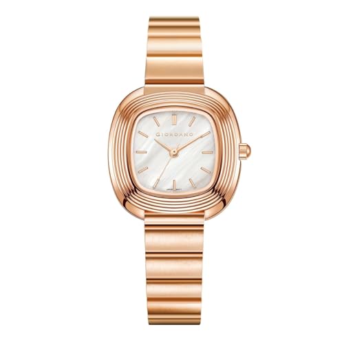 Image of Giordano Analog Quartz Watch for Women with SquareTextured Dial, Cushion Layered Bezel Design and Stainless Steel Strap