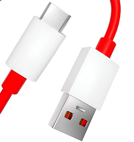 Image of Oneplus USB A to Type C Charging Mobile Data Cable for Oneplus 12 /12R /11 /11R /10 Pro /10R /10T /9 /9R /9Rt /8 /8T /7 /6 /Nord 3 /Ce 4 /Ce3 /Ce 3 Lite /2T /Ce 2 /Ce2 Lite 5G /Open Support Warp /Dash /SuperVooc 80W, Red