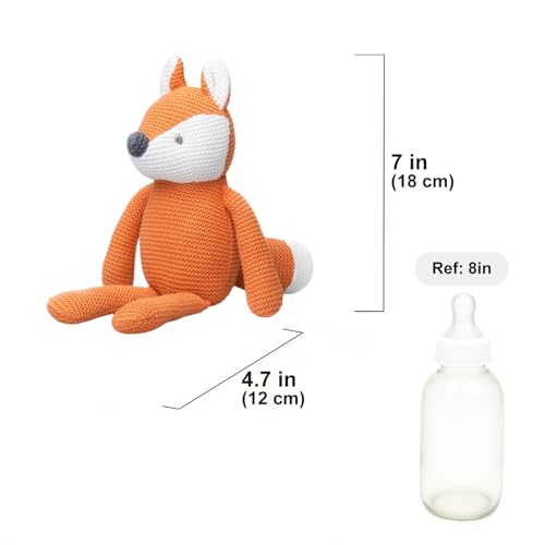 FLUFFYFUN 100% Bio-Baumwolle Kuscheltier Fuchs Baby 18cm - stofftier für Neugeborene (Orange)