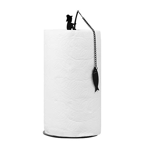 Steti Countertop Paper Towel Holder, Easy to Tear Decorative Paper Towel Stand for Kitchen or Tabletop, Fits All Rolls, Heavy Duty, Unique Modern Fishing Design, Black Matte Steti Countertop Paper Towel Holder, Easy to Tear Decorative Paper Towel Stand for Kitchen or Tabletop, Fits All Rolls, Heavy Duty, Unique Modern Fishing Design, Black Matte