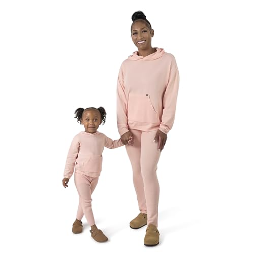 Modern Moments by Gerber Baby Girls' Mommy and Me Hooded Waffle Sweater Knit Top and Legging Set, Pink, X-Small