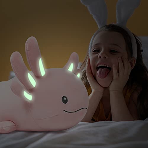 Image of Niuniu Daddy Pink Axolotl Weighted Stuffed Animals, Plush Pillow for Kids | 20 in 1.9 lbs, Heavy sensory lap pad, lying body pillow for sleeping, machine wash, huggable gift, cute plushies