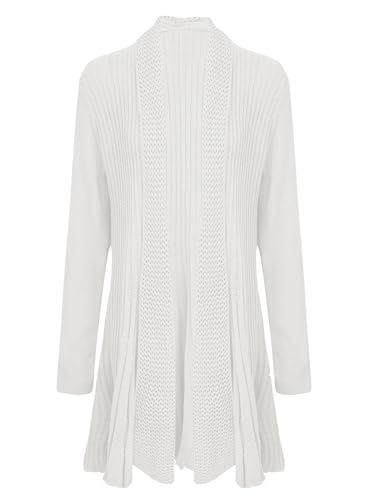shelikes Womens Knitted Cardigan Long Full Sleeve Knitwear Cardigans Classic Solid Sweater Jacket Coat White