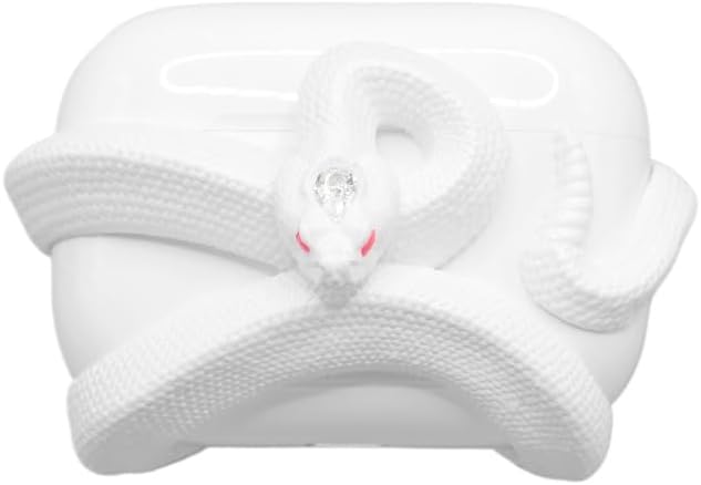 3D Snake Wireless Earphones Case, Sidewinder Bluetooth Earphones Protective Cover, Air Pods Pro/Pro 2/3/4 (White, for AirPods 3)