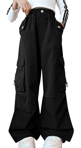 Pantalones cargo holgados para niñas con cintura elástica ropa hip hop infantil pierna ancha