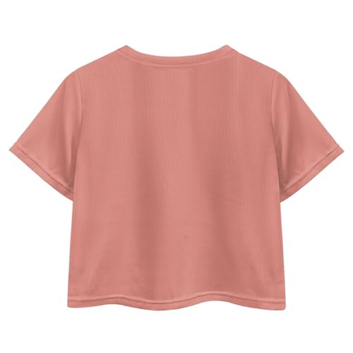 Image of Girls Fashion Crewneck Tee Shirts Casual Short Sleeve Crop Top Summer Outfits 5-14 Years Old