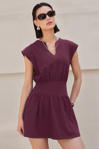 Image of LAMISSCHE Womens Summer Dress Sleeveless Mini Dress Flowy Vacation Beach Dresses Casual V Neck Elastic Waist Sundresses