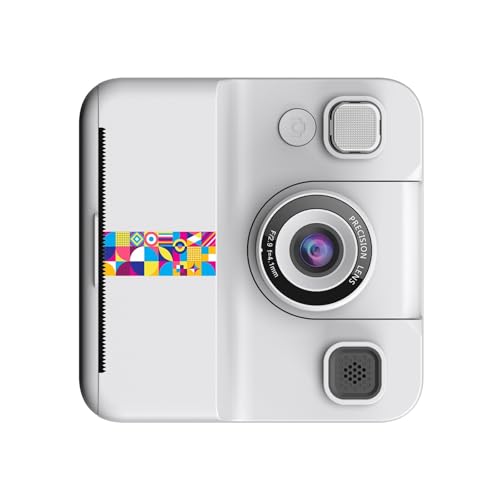 Cámara infantil con lente abatible de 180° con impresora fotográfica, pantalla de píxeles de 2400 W, reproductor de música, cámara de aprendizaje interactiva con marcos de fotos