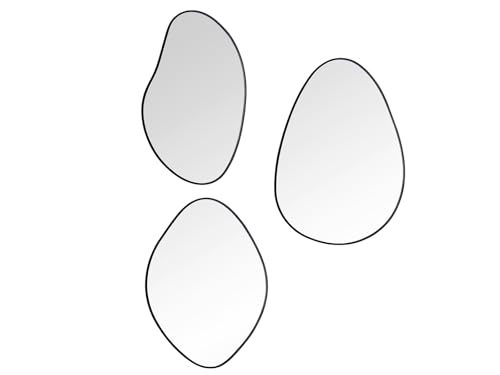 Mirrors and More Juego de 3 espejos de pared con marco de metal, color negro