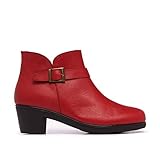  Castellanisimos Botines de Piel Mujer Rojo con Cremallera