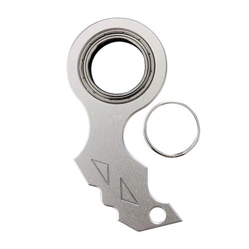 Reheyre Keychain Spinner Fidget Ring Toy, Metal Grain Machetes Stress Relief Keychain, Portable Fidget Spinners for Adults Teens Finger Flexibility Training Silver