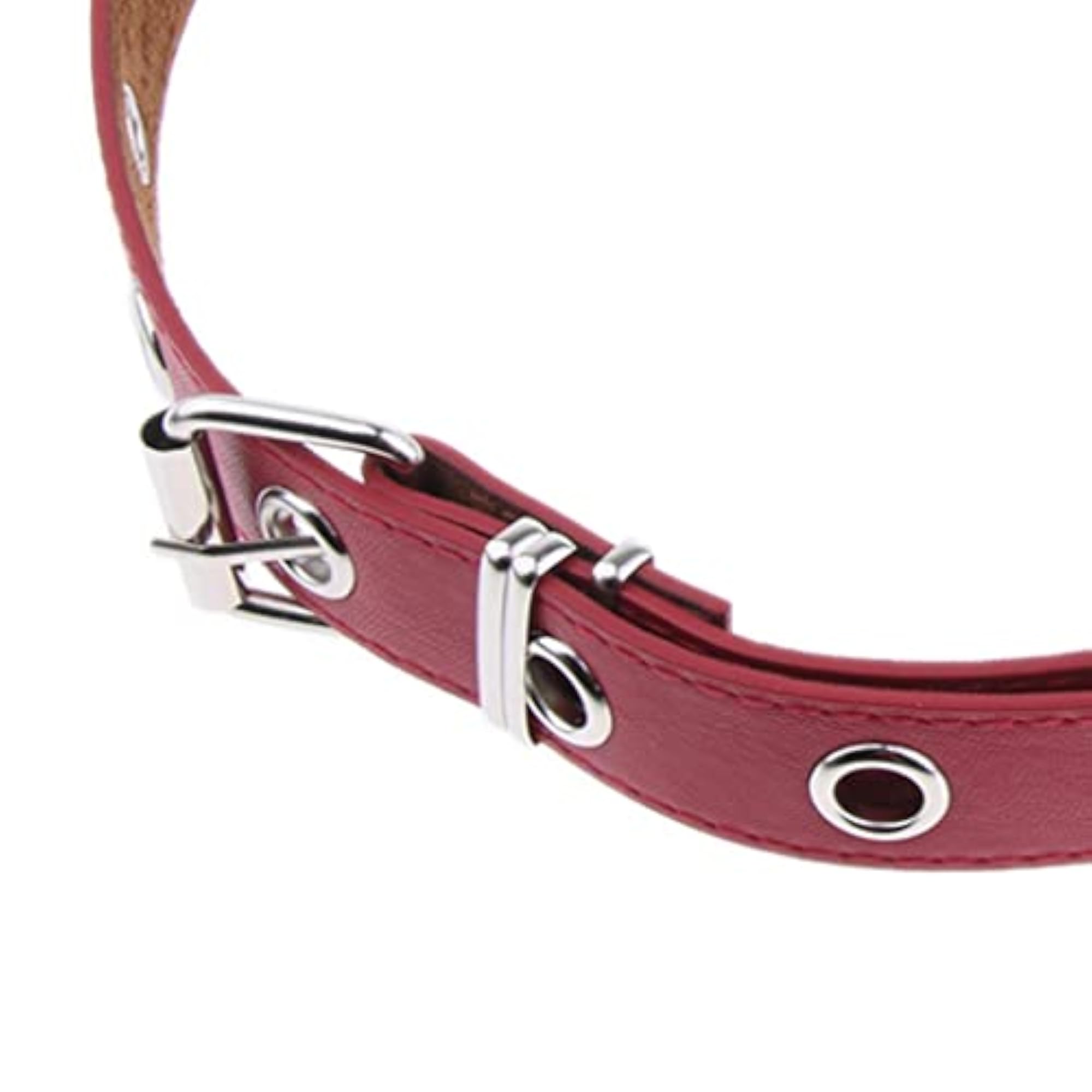 Women's Punk Hollow Leather Waist Belt with Metal Chain, Red