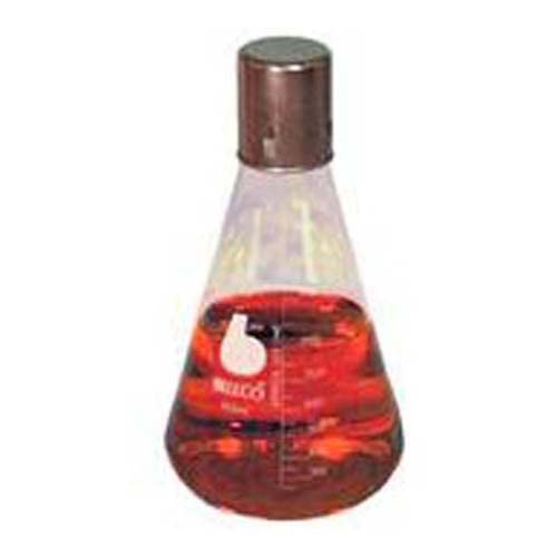 DeLong 2510-00300 Borosilicate Glass Graduated Culture Flask with Stainless Steel Closure, Narrow Mouth, 300mL Capacity (Case of 12)