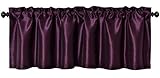 Aiking Home Solid Faux Silk Window Valance, Plum-Size 56''x16''
