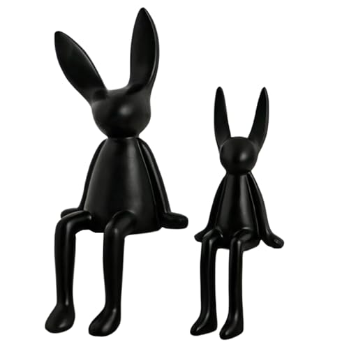 Genérico Decoración de Conejos de, Decoraciones de Conejito de Pascua,2X Cartoon de cerámica Figura de Sentado - Mesa de Mesa de, Adorable decoración de Pascua para Mesa, hogar, habitación