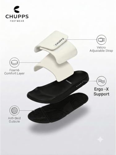 Image of CHUPPS Flow Men's Orthopedic Adjustable Sliders | Lightweight Cushioned Slides | Soft EVA Footbed | Anti-Slip Comfortable Slip-On Slippers for Indoor & Outdoor Use