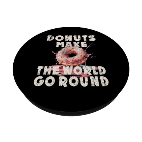 Donut for doughnut lover funny humor delicious donut maniac PopSockets Swappable PopGrip, Black - Image 2