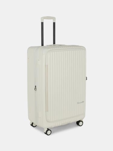 Image of SWISS MILITARY Polycarbonate Summit 360 Rotatable 8 Wheel 80cm Hard Trolley Luggage, Anti Theft Zip, TSA Lock, 15.6 inch Laptop Compartment, Expandable Storage Suitcase & Dust Cover Free Large White 137L