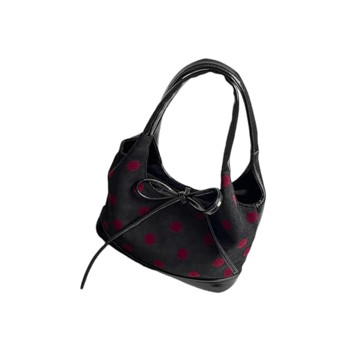 Sac à main polyvalent noir et rouge en tissu PU pour femme avec grand intérieur