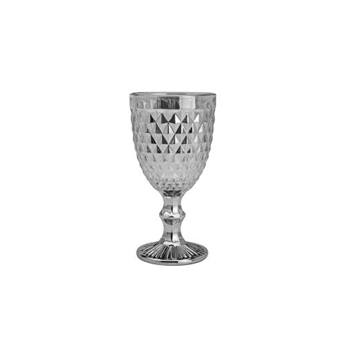 Lyor CONJUNTO 6 TAÇAS DE VIDRO PARA ÁGUA BICO DE ABACAXI 325ml CINZA METALIZADO