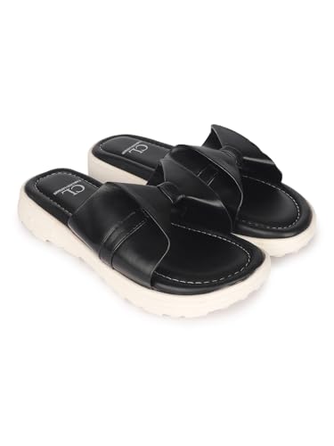Image of Carlton London women's Comfort Slide Sandals with Bow