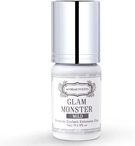 SENSITIVE Individual Eyelash Extension Glam Monster Mild Glue 5 ml/Semi Permanent Extension Black Adhesive/Drying Time 7-8 Sec/Retention 2-3 Weeks/Latex Free