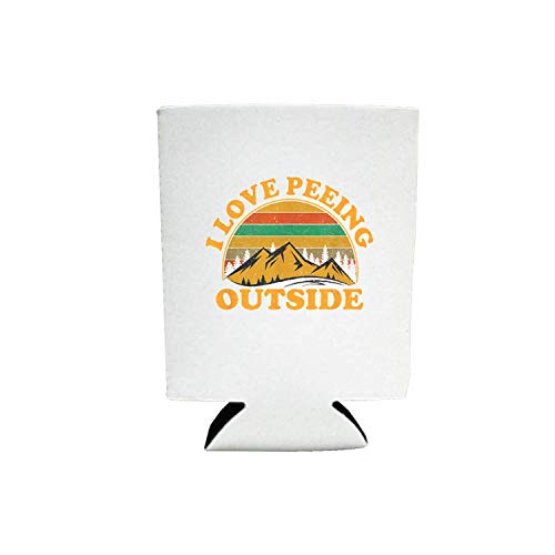 I Love Peeing Outside Rustic Style Outdoors White Can Cooler | Hilarious Funny Novelty Gag Gift | 2 neoprene pack drink insulator | Camping Hiking Mountains