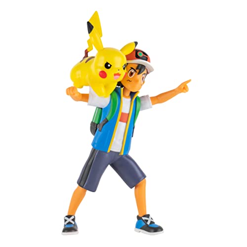 Pokemon 4.5-Inch Feature Battle Action Figure, Features Ash And Launch Into Action 2-Inch Pikachufig Ash And Pikachu, Red #TOP1