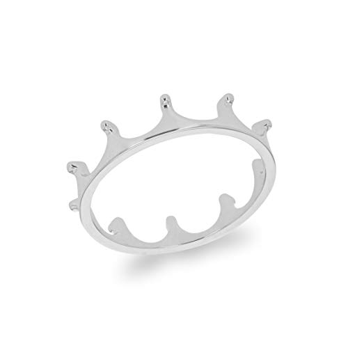 Bague Anneau Couronne Unie argent sterling rhodié 4 mm pour femme