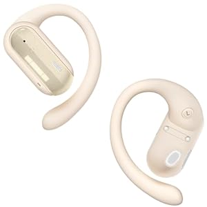 Open Ear Earbuds Wireless Headphones 40HRS Playtime Fast Charing Digital Display Open Ear Headphones with Ergonomic Earhook IPX7 Waterproof Bluetooth 5.4 Ear Buds for Running Workout Driving Beige