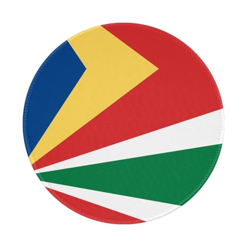 Tapis de souris rond drapeau des Seychelles, base en caoutchouc antidérapant, idéal pour le bureau et les jeux, tapis de souris de bureau 20,3 cm