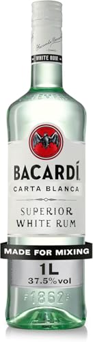 BACARDÍ Carta Blanca Superior White Rum | 37.5% ABV | Enjoy in Drinks or a Cocktail (Single bottle 1L)
