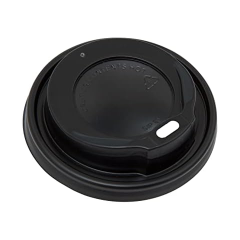 Sip Lids for Paper Coffee Cups: Pack of 100 Plastic White or Black Sip Lids to Fit 8oz or 12oz-16oz Paper Coffee Cups (Small to Fit 8oz Cups, Black) Cover