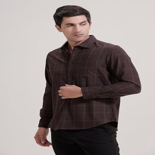 Image of BASICS 100% Cotton Checked Shirt for Men | Slim Fit | Everyday Smart Casual Wear | Full Sleeve