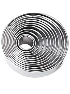 W.A Bakers Round Shape Stainless Steel Cookies Cutter 2 Inchi Height Set of 12 Pcs (Round Shape)