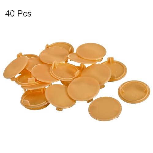 Image of uxcell 40Pcs Hinge Hole Covers, 35mm(1 3 /8 inch) Dia Plastic Concealed Hole Cover Round Flush Type Caps for Furniture Cabinet Cupboard, Orange