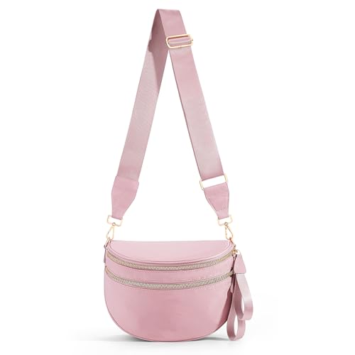 Image of hibear Checkered Crossbody Bag Spacious Bum Bags for Women Nylon Crossbody Fanny Packs Checkered Purse Belt Wallet
