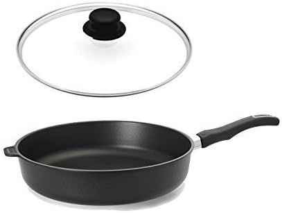 Original Gundel cast iron frying pan - high - ø 32 cm - Height 7 cm - with glass cover and Lid knob (entlüftbar) Biotoan interface, battery-Therm Floor