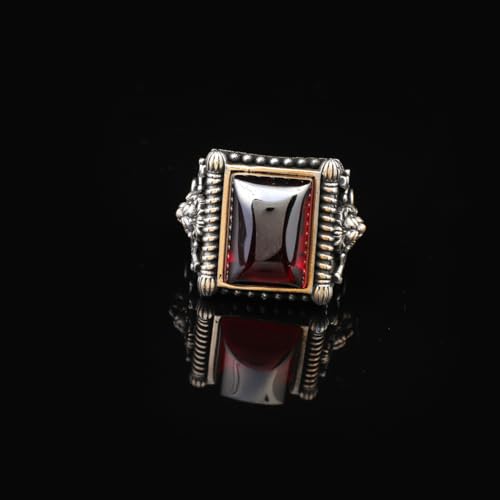 Bague rubis lion épée argent 925 contre ternissement - 3