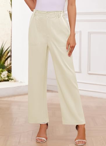 Women's Brown High Waisted Wide Leg Dress Pants - Casual Palazzo Trousers - Medium4