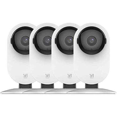 YI Caméra de Surveillance WiFi 1080P Wireless Caméra de Sécurité IP Caméra Vision Nocturne Détection de Mouvement et de sanglot de bébé Caméra en Direct–Cloud Service Disponible(Lot de 4 Caméras)
