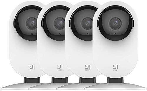 YI Home Camera 1080p Kit da 4,Telecamera Wifi Interno con Rilevamento Smart,IP Camera suppota 2.4Ghz, Visione Notturna non Invasiva,Notifiche Push,Audio Bidirezionale per Smartphone,Laptop,iOS,Android