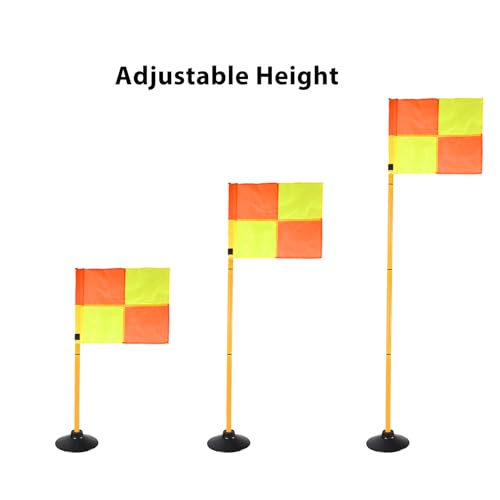 Voodans Soccer Corner Flags with Agility Poles, Adjustable Training Poles with Rubber Base and Flags for Soccer Practice and Agility Drills (4)