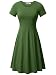 HUHOT Women Short Sleeve Round Neck Summer Casual Flared Midi Dress (Small, Green)