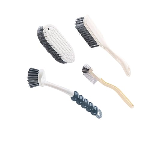 WOFASHPURET Flexible Brush Set 4 Pieces Handle Plastic Scrub Brush for Kitchen Bathroom Laundry Garden Removal Tool